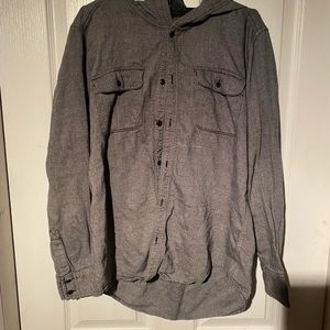 Grey TNA hooded flannel